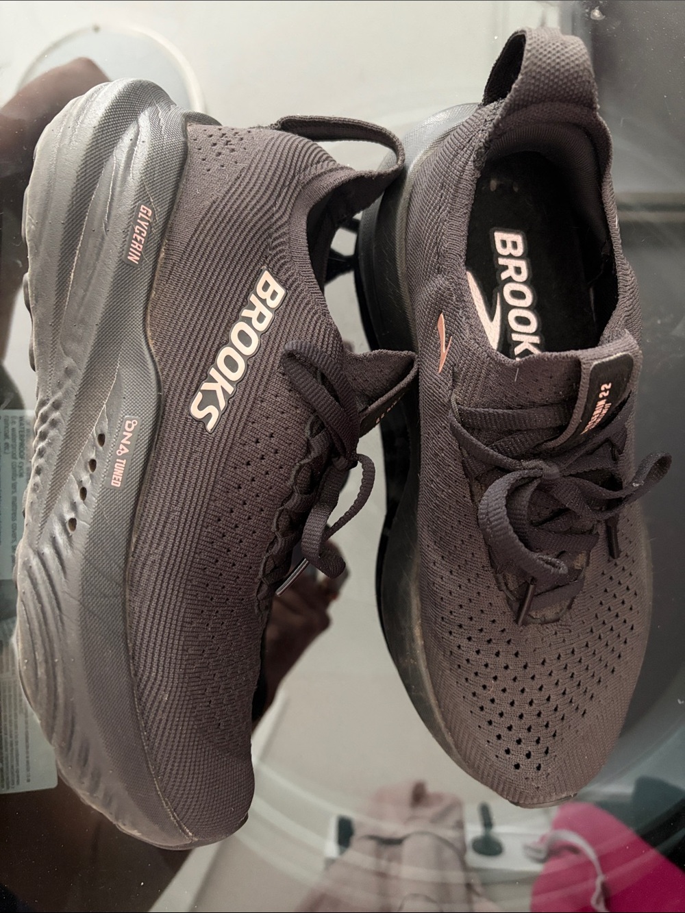 Brooks Black Running Shoes with Light Pink Details